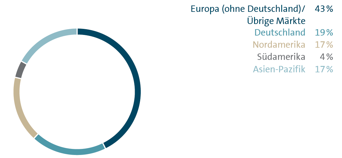 Umsatzanteile nach M&auml;rkten 2017 (Kreisdiagramm)