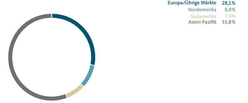 Auslieferungen nach M&auml;rkten &ndash; Volkswagen (Tortendiagramm)